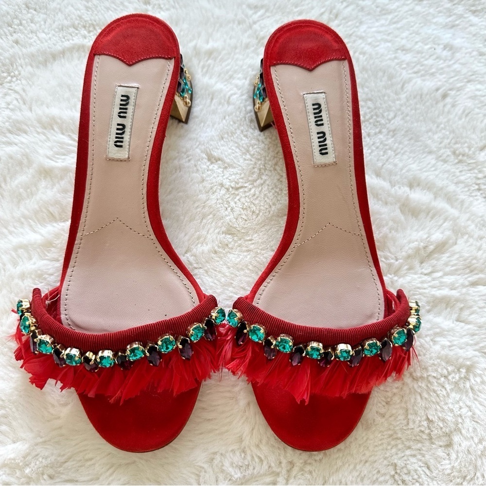 NEW!!! Miu Miu women heels slides size 37 Authentic Retail 1350$!
